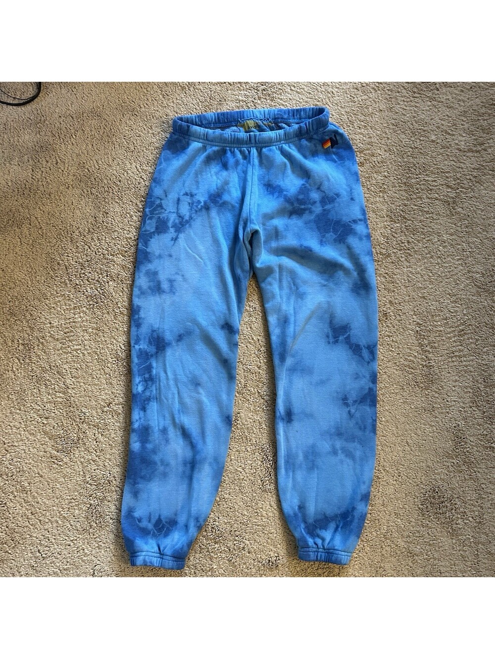 Aviator Nation Women’s Hand Dyed Sweatpant Tie Dye Crystal Royal Size Large